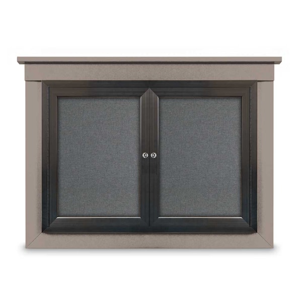 24"x36" 1-Door Enclosed Letterboard, Blue Vinyl/Walnut